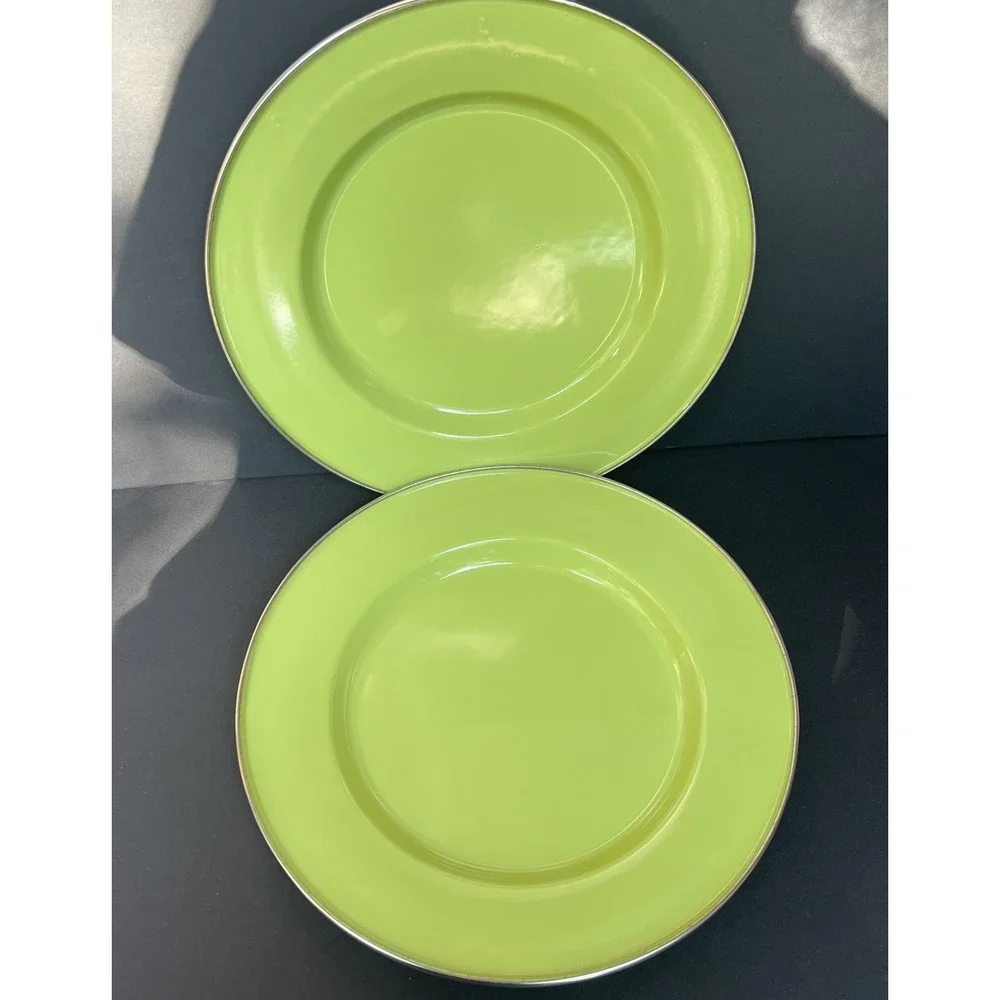 Discontinued Pottery Barn Enamelware Chargers Plates 12